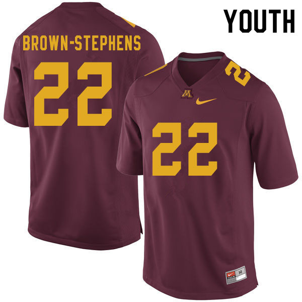 Youth #22 Mike Brown-Stephens Minnesota Golden Gophers College Football Jerseys Sale-Maroon - Click Image to Close
